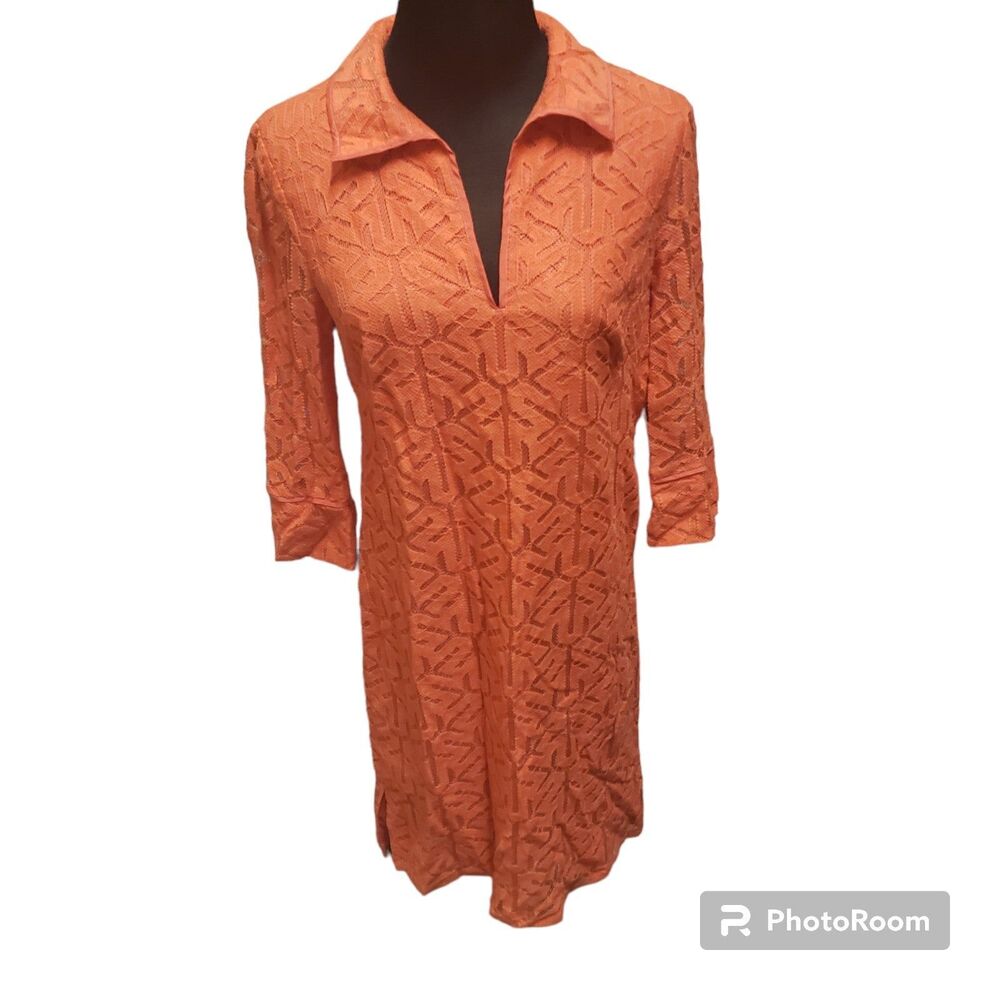 Adrianna Papell Womens Size 6 coral colored Lace Knee Length Shift Dress